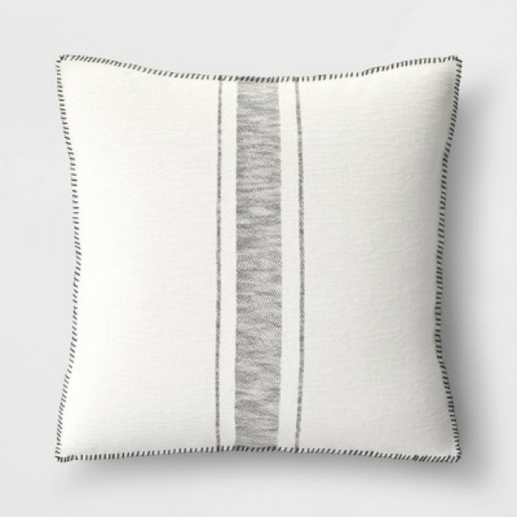 Threshold - Oversized Placed Striped Square Throw Pillow Cream Black set of 2 X2 - Picture 1 of 3